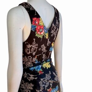 Vintage Stretch Floral Maxi Dress with Shawl